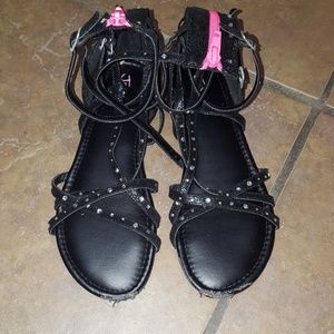Justice Black & Pink Gladiator sandals